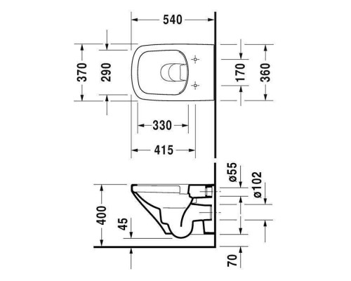 Duravit DuraStyle Унитаз подвесной безободковый 54х37см, с креплением, цвет: белый. 2551090000