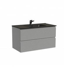 Тумба с раковиной Sancos Folk 90, ergraut soft, раковина CN7002MB