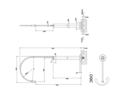 Gessi Goccia Напольный смеситель для раковины (без встраиваемой части), излив 389мм R=197, цвет: хром. 33628#031