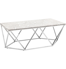Журнальный столик Stool Group Авалон 122x66 см, серый мрамор, серебро