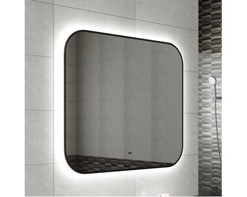 Зеркало Bauedge Black Rand 80х70, с подсветкой, сенсорное, черное Зеркало Bauedge Black Rand 80х70, с подсветкой, сенсорное, черное