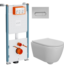 Комплект Унитаз подвесной DIWO Коломна 0700 + Инсталляция VitrA V-Fix Core 732-5800-01PV + Кнопка Root Round 740-2280 хром