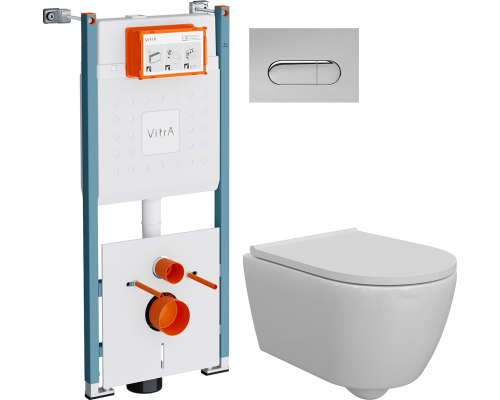 Комплект Унитаз подвесной DIWO Коломна 0700 + Инсталляция VitrA V-Fix Core 732-5800-01PV + Кнопка Root Round 740-2280 хром