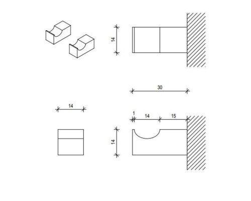 Decor Walther Corner HAK1 Набор крючков 2 шт., подвесной, цвет: золото. 0561920
