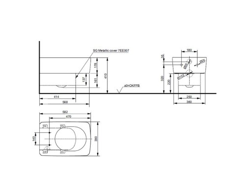 TOTO SG Унитаз подвесной 39x58.2x33см, безободковый, CeFiONtect, Tornado Flush цвет: белый . CW512YR,  7EE0007