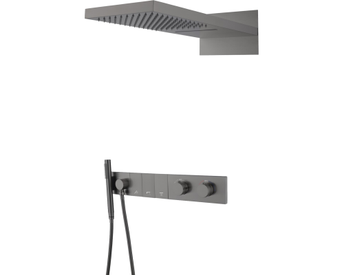 Душевой комплект Boheme Zodiac 133-GM термостат, С ВНУТРЕННЕЙ ЧАСТЬЮ, gun metal