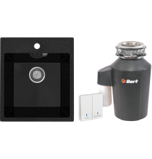 Комплект Мойка Practik PR-M 425-004 черный оникс + Измельчитель Bort Alligator Green