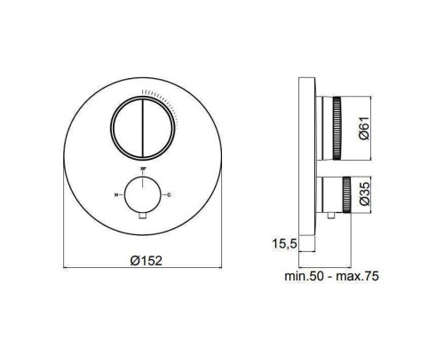 Almar Core Смеситель для душа, встраиваемый, термостатический, цвет: черный металл брашированный PVD. E176632.AB