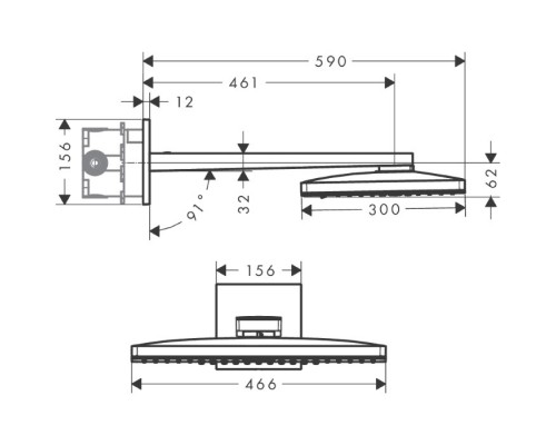 Hansgrohe Rainmaker Select, Верхний душ 460 3jet, с держателем 450 мм, цвет: Хром. 15736400, 15735400, 24007400 Hansgrohe Rainmaker Select, Верхний душ 460 3jet, с держателем 450 мм, цвет: Хром. 15736400, 15735400, 24007400