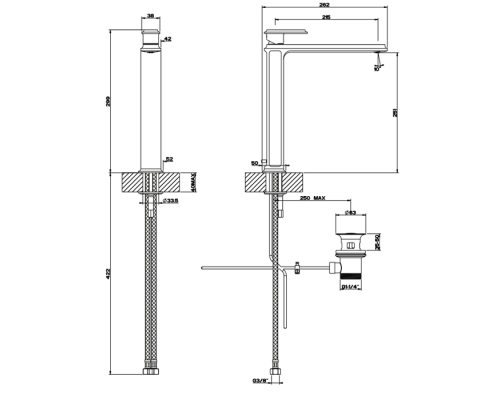 Gessi Eleganza Смеситель для раковины на 1 отверстие, высокий, с донным клапаном, цвет: золото. 46003#080