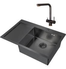Комплект Мойка кухонная Zorg Inox PVD 7851 R grafit + Смеситель Inox SZR-7039 BR/GRAFIT бронза графит