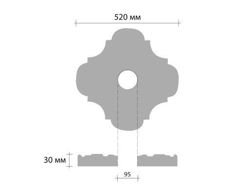 Розетка потолочная DECOMASTER DR-303 (d нар.520, d вн.95, h=30мм)