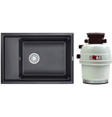 Комплект Мойка кухонная Granula Kitchen Space 7305, черный + Измельчитель Emar ATC-WZB390A