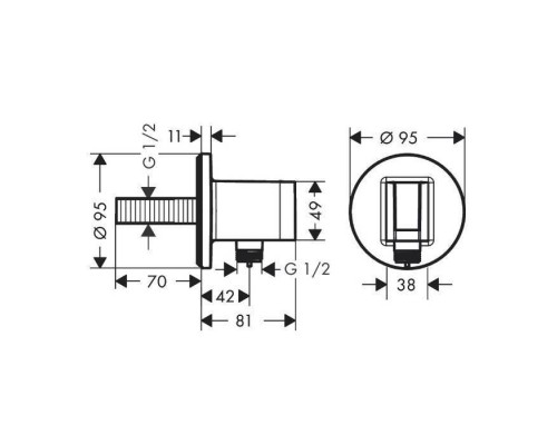 Hansgrohe Fixfit S Шланговое подсоединение, 1/2, цвет: чёрный матовый. 26888670