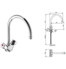 VI BA359AA Life Смеситель для кухни 142 мм, керамика 180°, ∩ излив, подводка 1/2 BA359AA