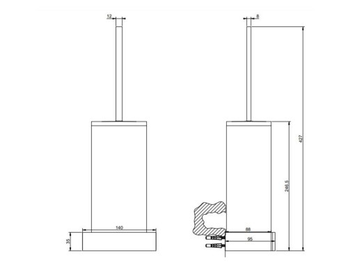 Gessi Rettangolo Ершик для унитаза подвесной, цвет: Gold CCP/белый. 20819#080