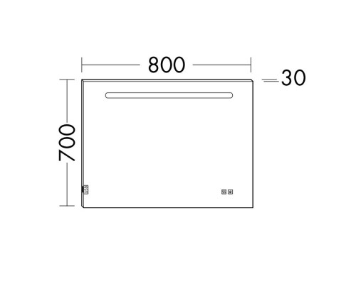 BURGBAD Fiumo Зеркало 80х70см, подсветка, выключатель, подогрев, 2 USB-порта слева, корпус Alu-Optik. SIIX080