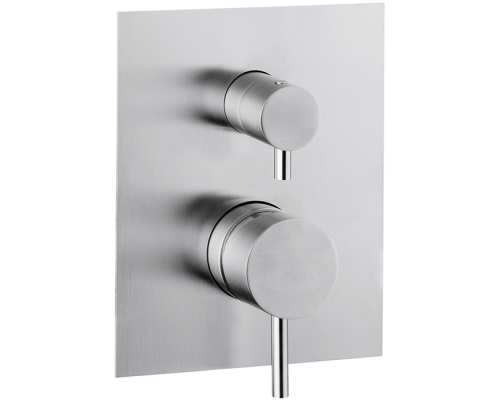 HUBER Lynox Встраиваемый смеситель для душа с переключателем на 2 выхода, на прямоугольном основании, нержавеющая сталь. LX000211D1