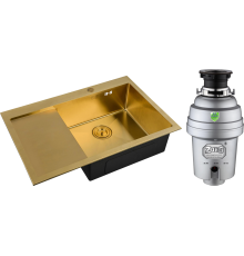 Комплект Мойка кухонная Zorg Inox Pvd SZR-7851-R Bronze + Измельчитель Inox D ZR-56 D