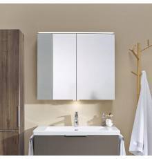 BURGBAD Eqio Зеркальный шкаф с LED подсветкой 5Вт IP24, 90х80х17см,2 зерк двери с обоих сторон, стекл полки, вкл/выкл, цвет: белыйF2009. SPGT090F2009