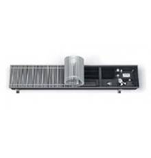 Встраиваемый в пол конвектор Varmann Qtherm Q 230.75.3000 RR U EV1, шириной 230 мм, высотой 75 мм, длиной 3000 мм, решетка роликовая из алюминия, анодированная в натуральный алюминий, декоративная рамка из U-образного профиля, вентиляторы с EC-двигателями