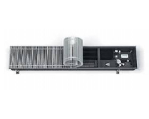 Встраиваемый в пол конвектор Varmann Qtherm Q 230.75.1250 RR U EV1, шириной 230 мм, высотой 75 мм, длиной 1250 мм, решетка роликовая из алюминия, анодированная в натуральный алюминий, декоративная рамка из U-образного профиля, вентиляторы с EC-двигателями