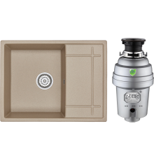 Комплект Мойка кухонная Granula 6501, песок + Измельчитель Zorg Inox D ZR-38 D