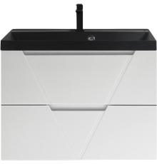 Тумба с раковиной BelBagno Vittoria 80 подвесная, bianco opaco, черная матовая раковина