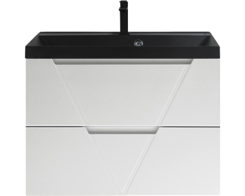Тумба с раковиной BelBagno Vittoria 80 подвесная, bianco opaco, черная матовая раковина