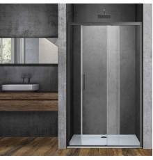 Душевая дверь в нишу Vincea Soft VDS-3SO150CLGM 150 см, профиль вороненая сталь, стекло прозрачное