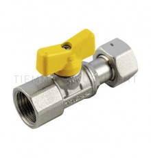 Кран шаровой прямой для газа Tiemme 1/2 ВPх1/2 BP жёлтая бабочка. 2220011