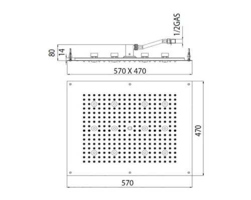 BOSSINI DREAM-RECTANGULAR Верхний душ 570x470 мм, с 12 LED RGB, блок питания/управления, Cromoterapia, цвет: белый матовый. H37455.045