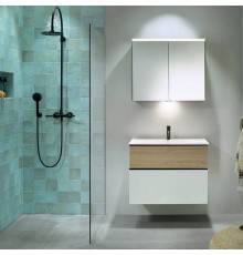 Burgbad Fiumo Комплект подвесной мебели 82х49х61см, с раковиной на 1 отв., ручки черные матовые, цвет: Eiche Dekor Cashmere / белый матовый. SFXN082F3956FOT45G0200C0001*1