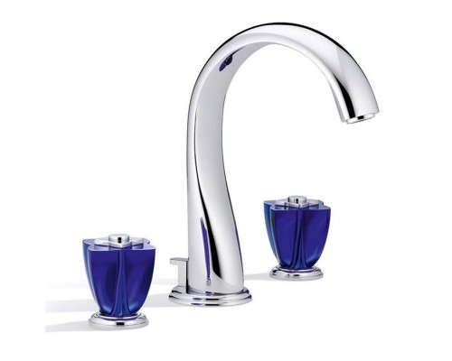 THG Pуtale de cristal bleu Смеситель для раковины, 3 отв., цвет: хром/синий хрусталь. U6B-A02-151 THG Pуtale de cristal bleu Смеситель для раковины, 3 отв., цвет: хром/синий хрусталь. U6B-A02-151