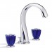 THG Pуtale de cristal bleu Смеситель для раковины, 3 отв., цвет: хром/синий хрусталь. U6B-A02-151