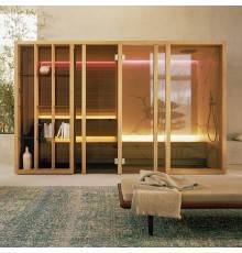 Effegibi Yoku SH Glass СаунаХаммам 342x170х214см, угловая Dx, цвет: чёрный орех/Fior di Bosco Tortora. YO 30 32 0002