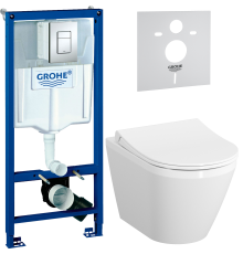 Комплект Унитаз подвесной VitrA Integra 7040B003-0075 + Крышка 110-003-019 + Инсталляция Grohe Rapid SL 38772001 3 в 1 с кнопкой смыва + Шумоизоляция 37131000