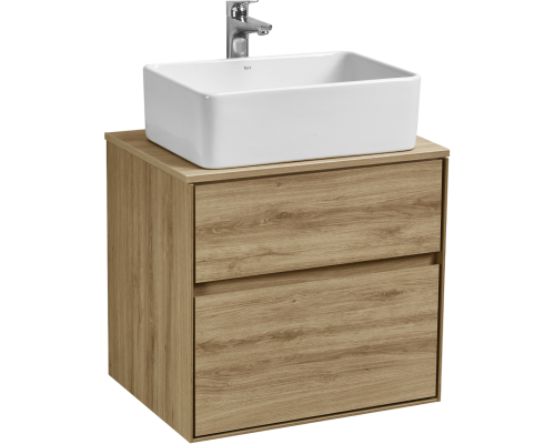 Тумба с раковиной AQUATON Либерти 60 со столешницей дуб эльвезия, раковина Mila 35