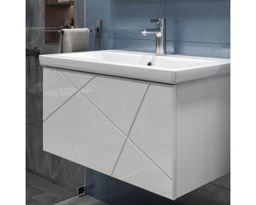 Тумба с раковиной Vigo Geometry 80, подвесная, белая, раковина Como 80