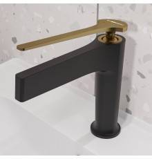 Смеситель для раковины STWORKI Аулум S06010BG матовый черный, матовое золото