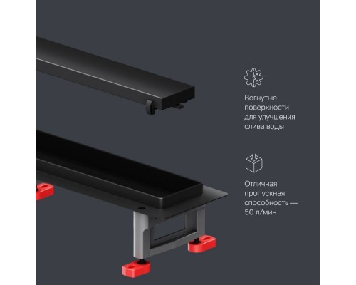 W01SC-U11-090-04BM Трап для душа линейный, универсальный затвор Tile, 90 см W01SC-U11-090-04BM Трап для душа линейный, универсальный затвор Tile, 90 см