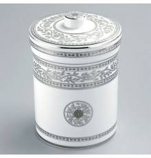 THG MARQUISE BLANC DECOR PLATINE Банка керамическая с крышкой, настольная, декор платина, цвет: белый. A7G-A02-4611