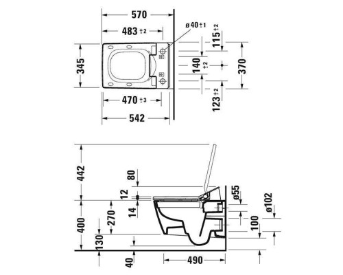 Duravit Viu Унитаз подвесной 37x57см, rimless, sensowash, с крепление Durafix, с покрытием WG, цвет: белый. 25115900001,  611600002000300