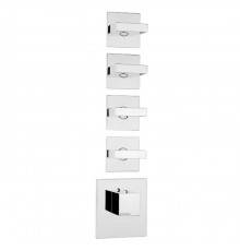 Bossini Rectangular Термостат для душа, встраиваемый, с девиаторм/3 запорных вентиля на 5 выходов, уст-ка верт/гор., цвет: хром. Z030275000,  Z033208.030
