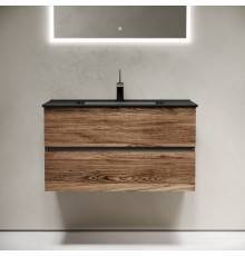 Тумба с раковиной Sancos Urban 90 дуб чарльстон, черная раковина CN7002MB
