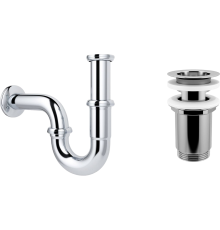 Сифон для раковины Wellsee Drainage System 182102004 с выпуском с переливом, хром