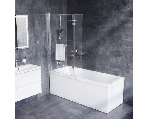 DX35WBS-D7W1-150MT Душевая шторка на борт ванны 150х80 см, с полотенцедержателем