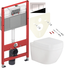 Комплект Унитаз подвесной Grohe Euro Ceramic 39328000 + Крышка 39330001 с микролифтом + Инсталляция TECE Now 9400412 4 в 1 с кнопкой смыва