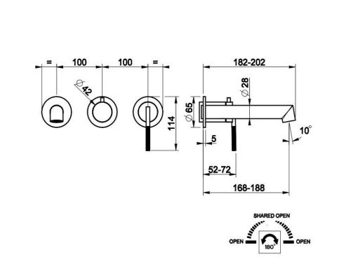 Gessi Ingranaggio Встраиваемый однорычажный смеситель на 2 выхода с перекл. и изливом, внешняя часть, цвет: хром. 63542#031