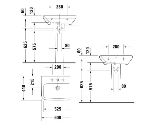 Duravit DuraStyle Раковина подвесная с переливом, 60х44см.,  с 1 отв под смеситель, цвет: белый. 2319600000
